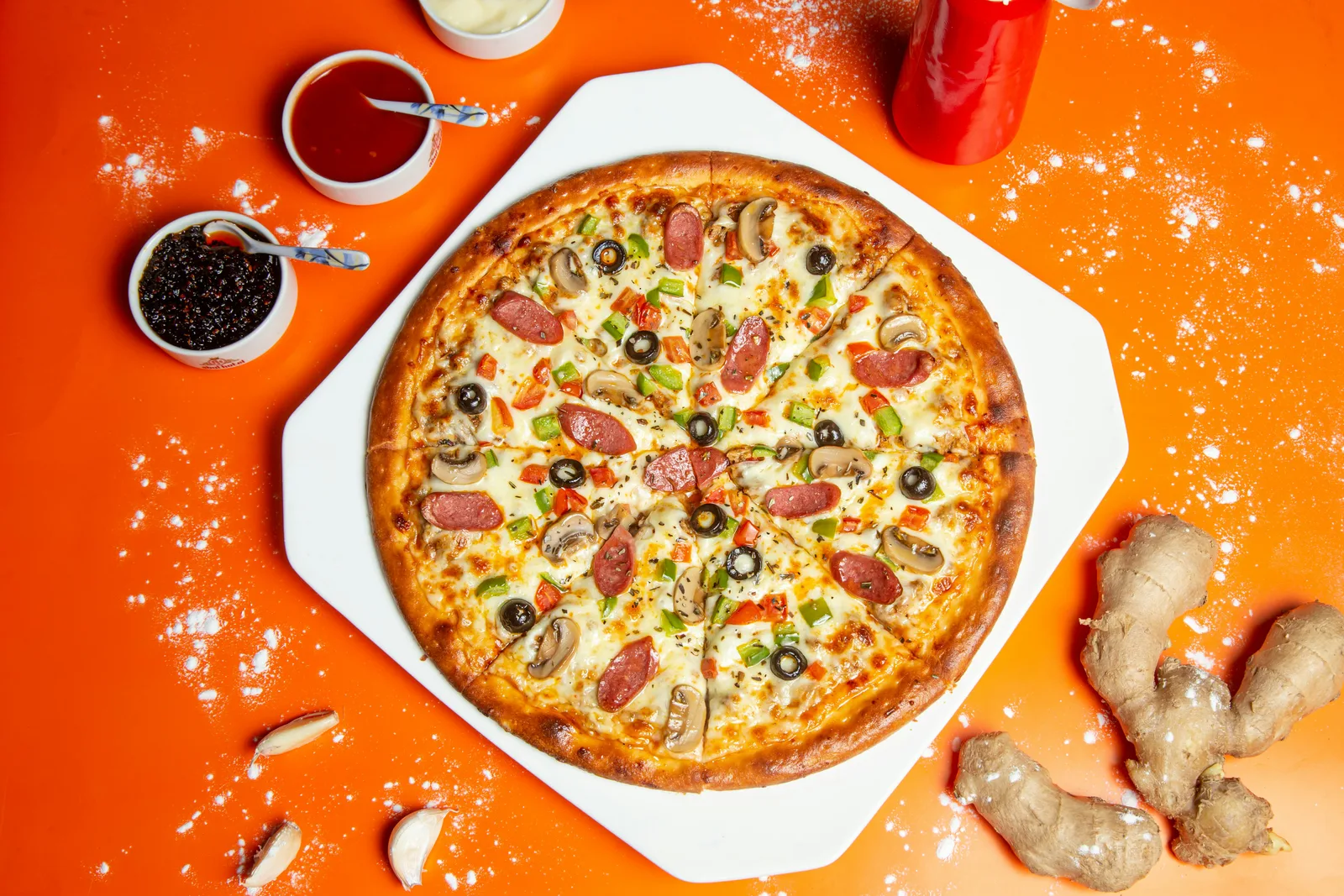 Zestora11 premium pizza fresh out of the oven